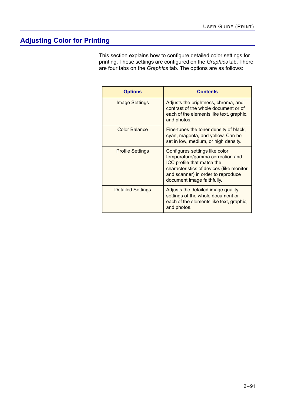 Adjusting color for printing, Adjusting color for printing 2-91, Adjusting color for printing 91 | Xerox WorkCentre M24-2780 User Manual | Page 255 / 441