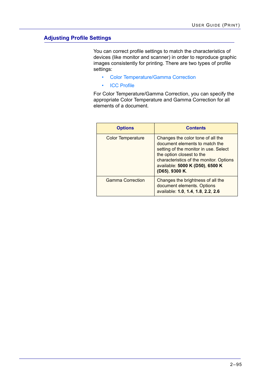 Adjusting profile settings, Adjusting profile settings 2-95, Adjusting profile settings 95 | Xerox WorkCentre M24-2780 User Manual | Page 259 / 441