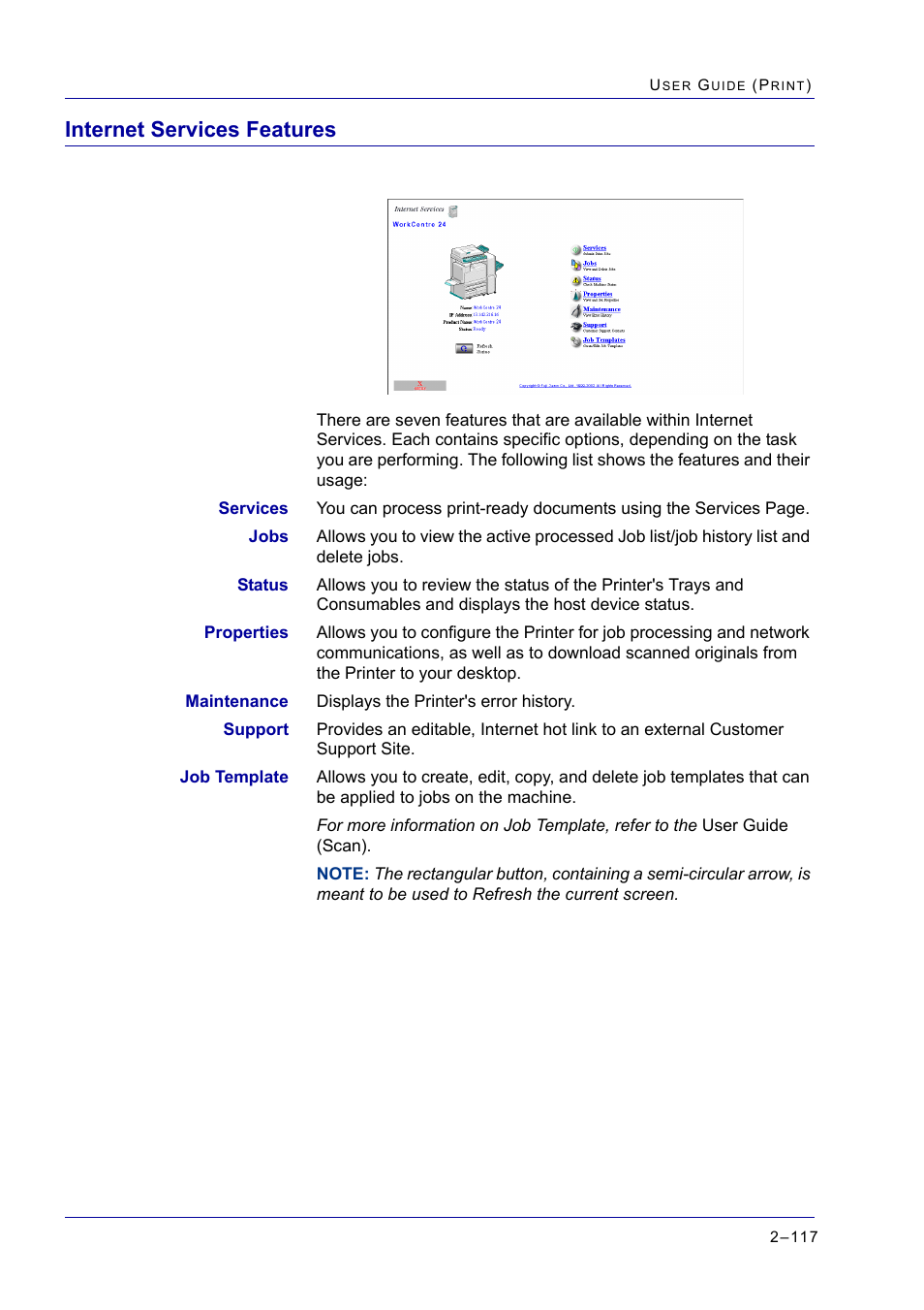 Internet services features, Internet services features 2-117, Internet services features 117 | Xerox WorkCentre M24-2780 User Manual | Page 281 / 441