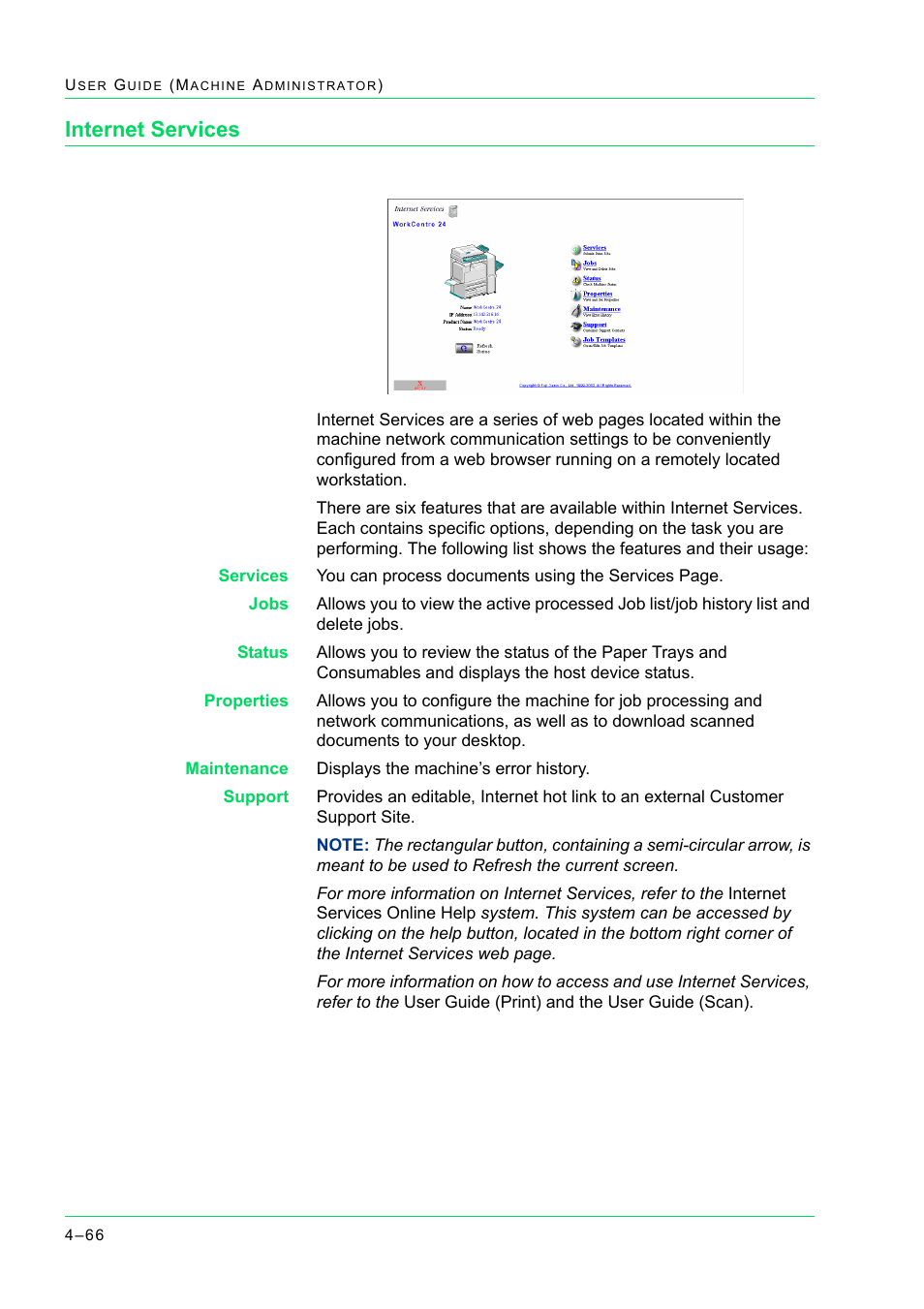 Internet services, Internet services 4-66, Internet services 66 | Xerox WorkCentre M24-2780 User Manual | Page 400 / 441