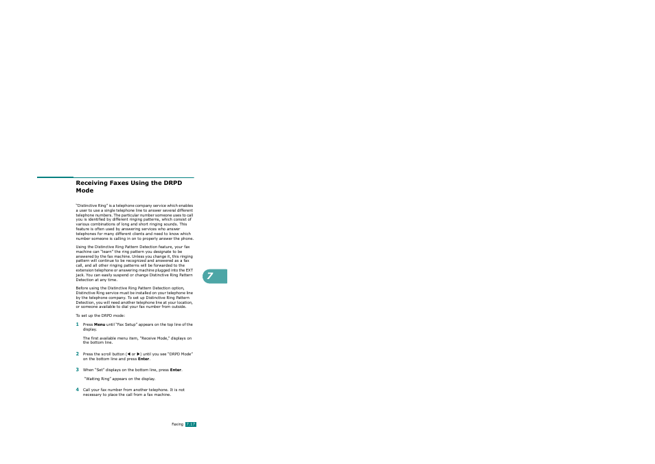 Receiving faxes using the drpd mode | Xerox WorkCentre PE120-120i-3124 User Manual | Page 143 / 283