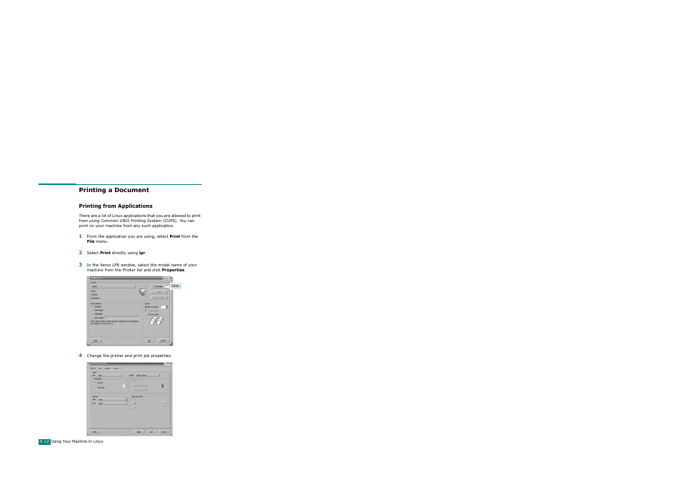 Printing a document, Printing from applications | Xerox WorkCentre PE120-120i-3124 User Manual | Page 238 / 283