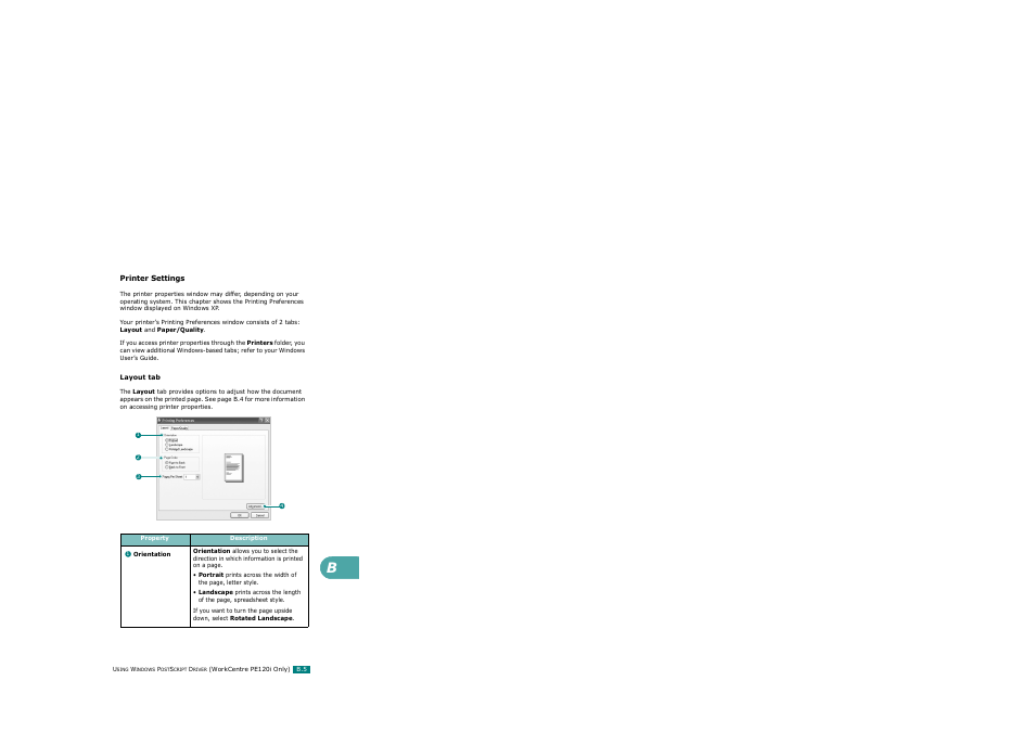 Printer settings | Xerox WorkCentre PE120-120i-3124 User Manual | Page 249 / 283