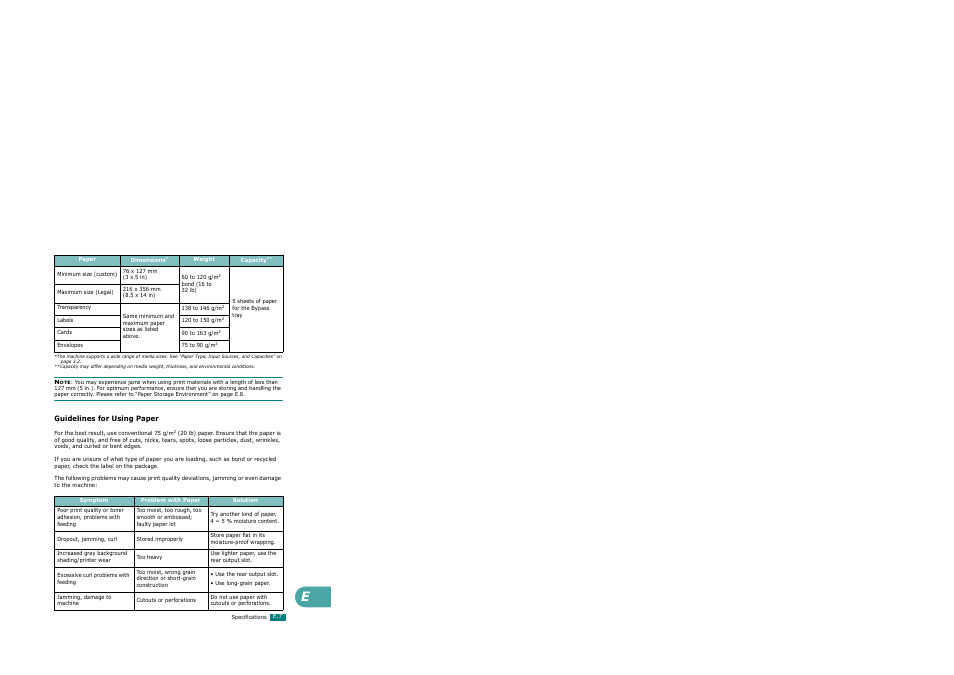Guidelines for using paper | Xerox WorkCentre PE120-120i-3124 User Manual | Page 275 / 283