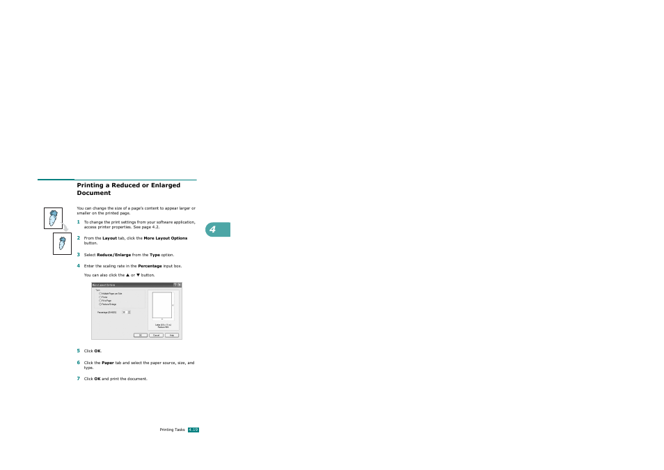 Printing a reduced or enlarged document | Xerox WorkCentre PE120-120i-3124 User Manual | Page 97 / 283