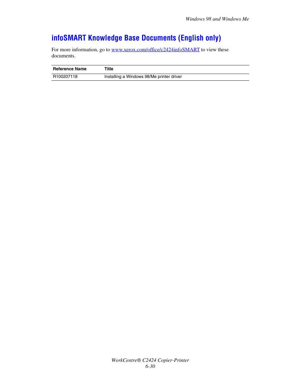 Infosmart knowledge base documents (english only) | Xerox WorkCentre C2424-5984 User Manual | Page 30 / 43