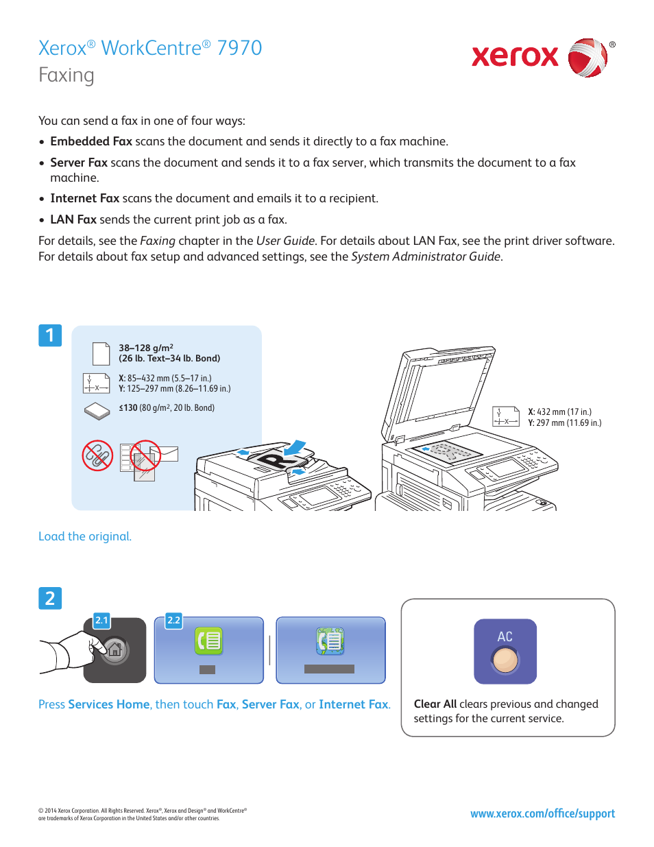 Faxing, Xerox, Workcentre | Xerox WorkCentre 7970-3793 User Manual | Page 11 / 14