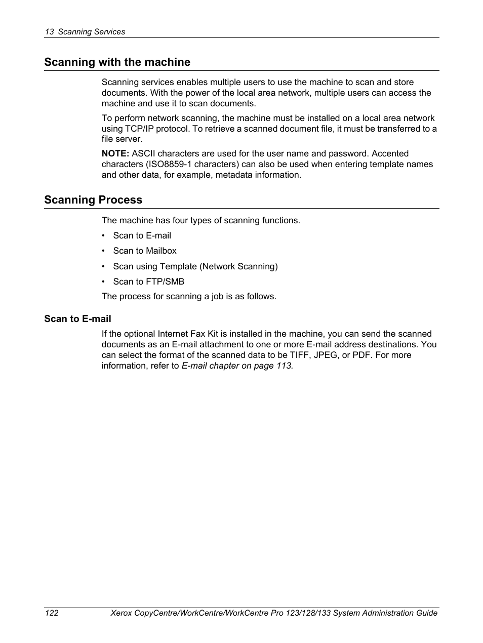 Scanning with the machine, Scanning process, Scanning with the machine scanning process | Xerox WorkCentre M123-M128-6336 User Manual | Page 122 / 166