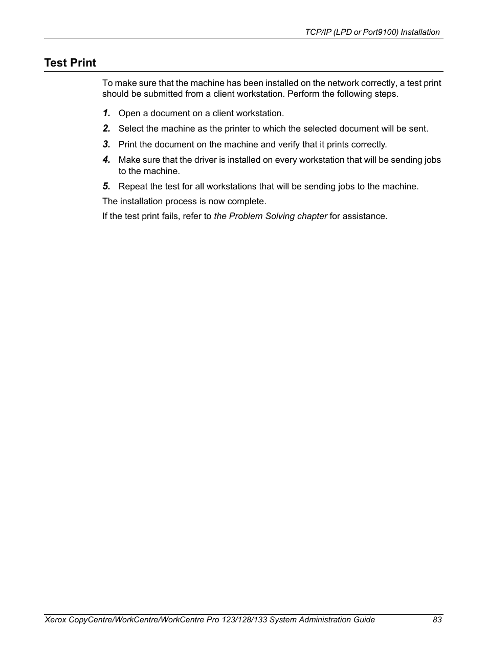 Test print | Xerox WorkCentre M123-M128-6336 User Manual | Page 83 / 166