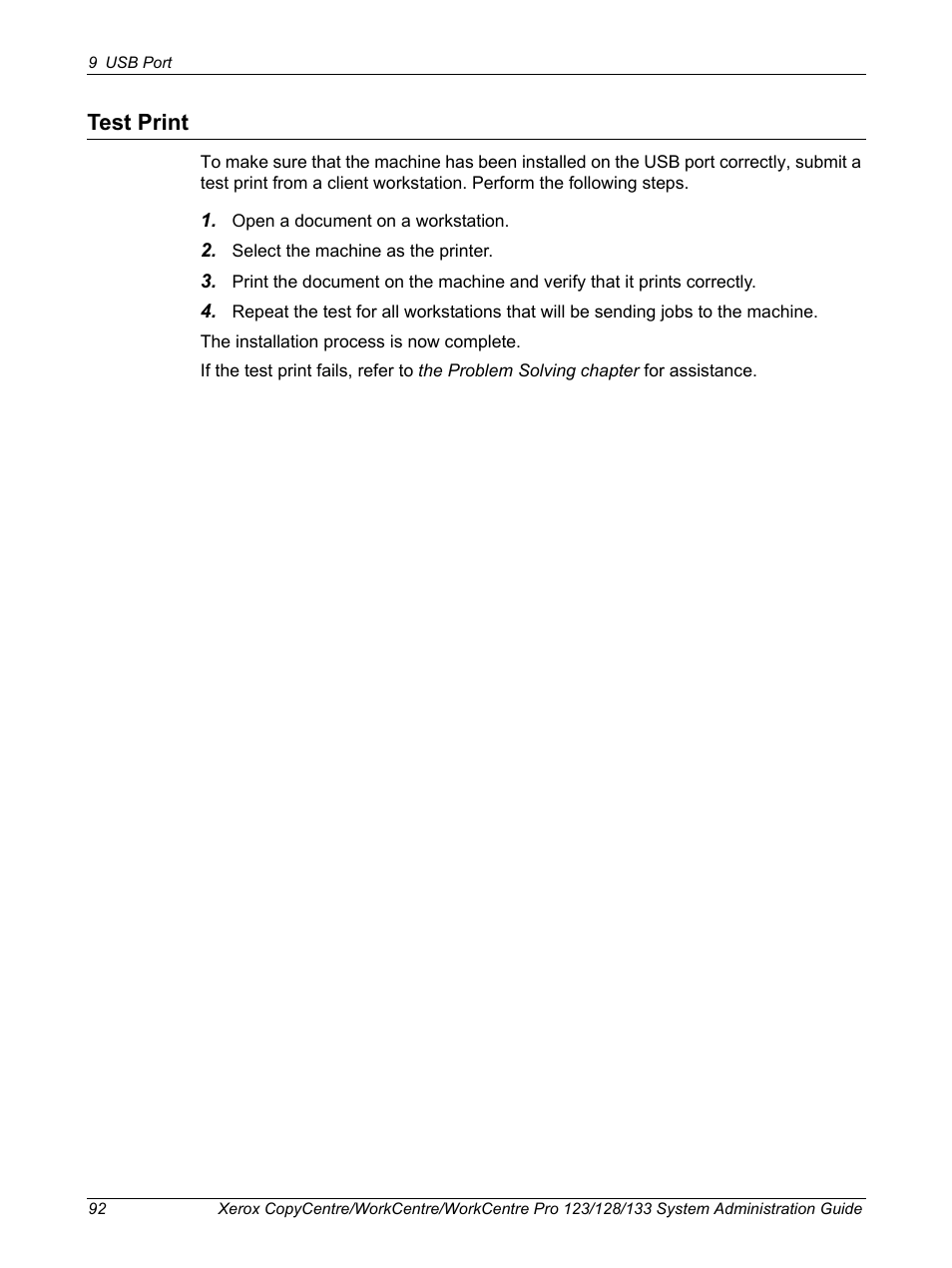 Test print | Xerox WorkCentre M123-M128-6336 User Manual | Page 92 / 166
