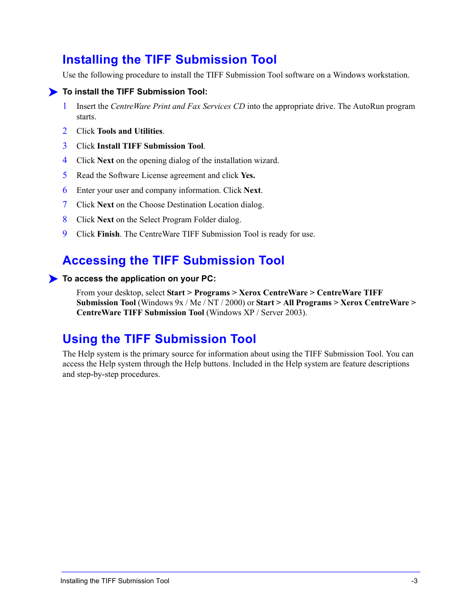 Installing the tiff submission tool, Accessing the tiff submission tool, Using the tiff submission tool | Installing the tiff submission tool -3, Accessing the tiff submission tool -3 | Xerox WorkCentre 7655-7665-7675-5897 User Manual | Page 51 / 60