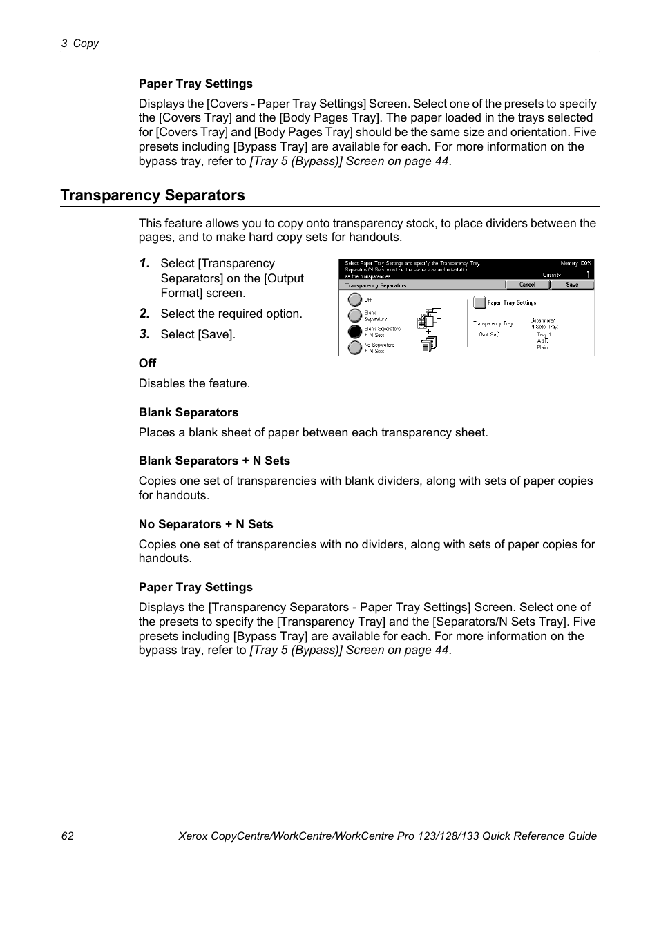 Transparency separators | Xerox WorkCentre M123-M128-3048 User Manual | Page 63 / 115