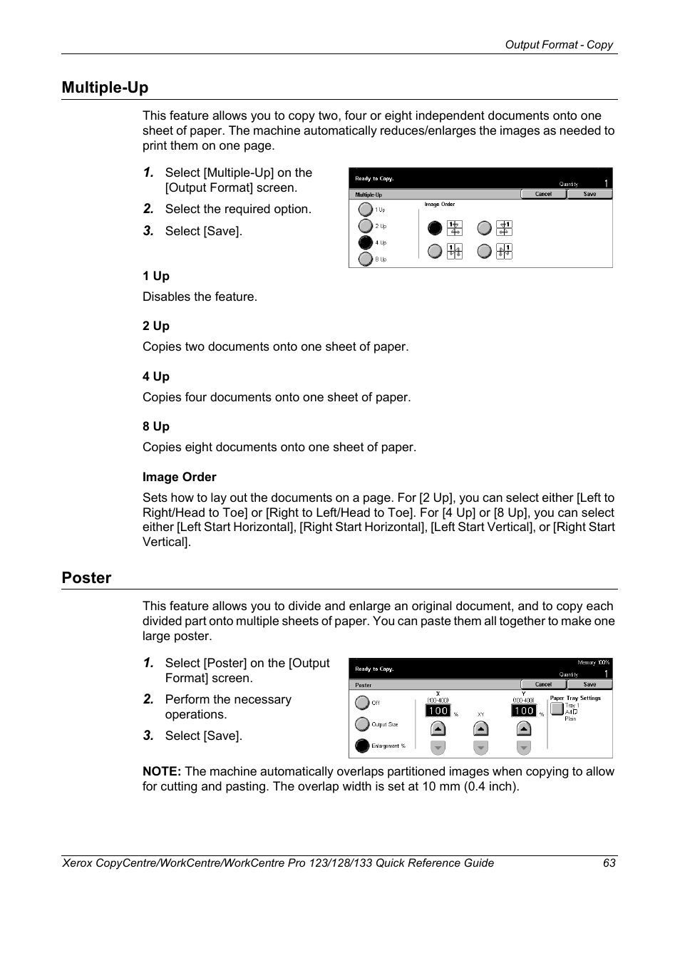Multiple-up, Poster, Multiple-up poster | Xerox WorkCentre M123-M128-3048 User Manual | Page 64 / 115