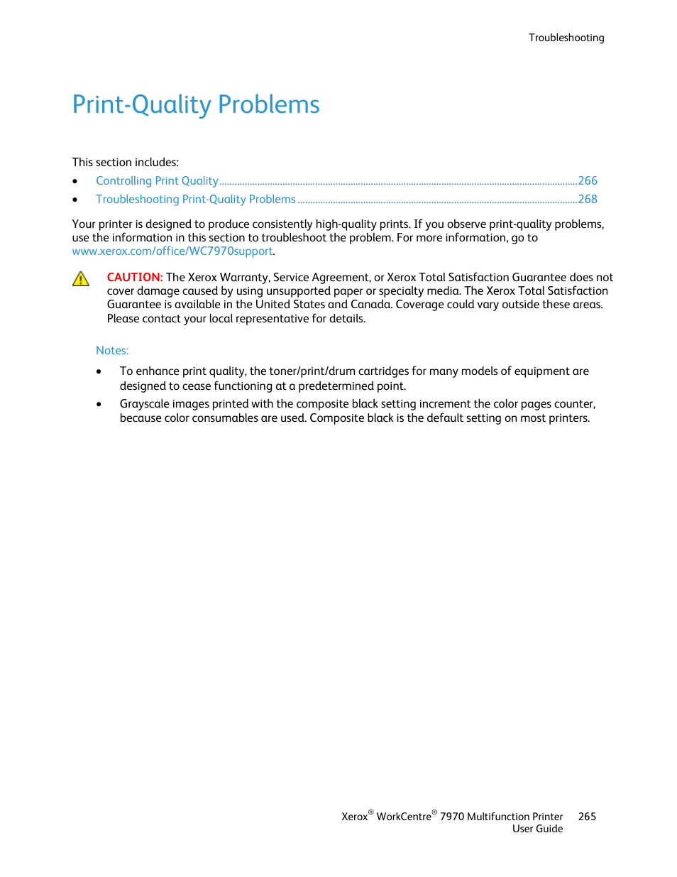 Print-quality problems | Xerox WorkCentre 7970-3795 User Manual | Page 265 / 316