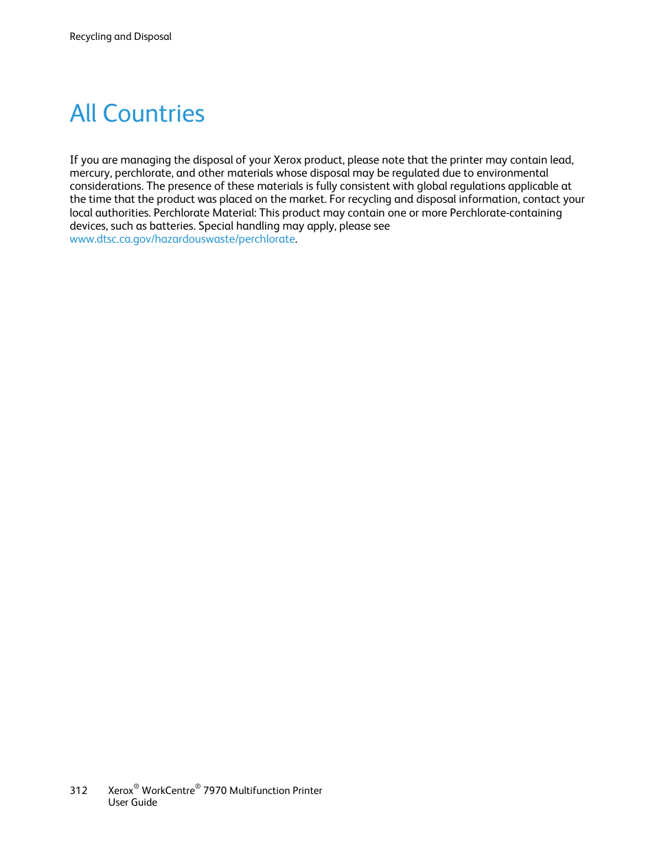All countries | Xerox WorkCentre 7970-3795 User Manual | Page 312 / 316