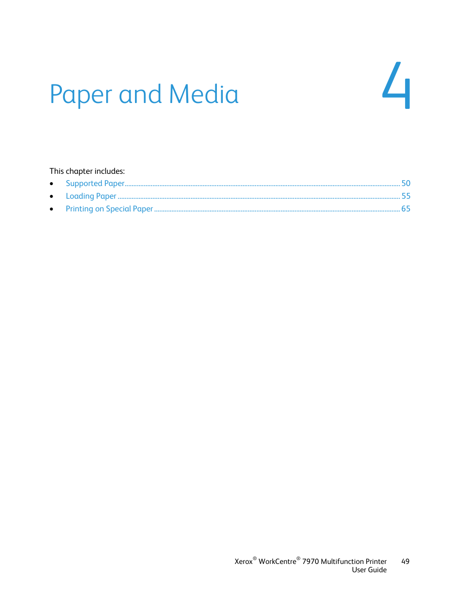 Paper and media | Xerox WorkCentre 7970-3795 User Manual | Page 49 / 316