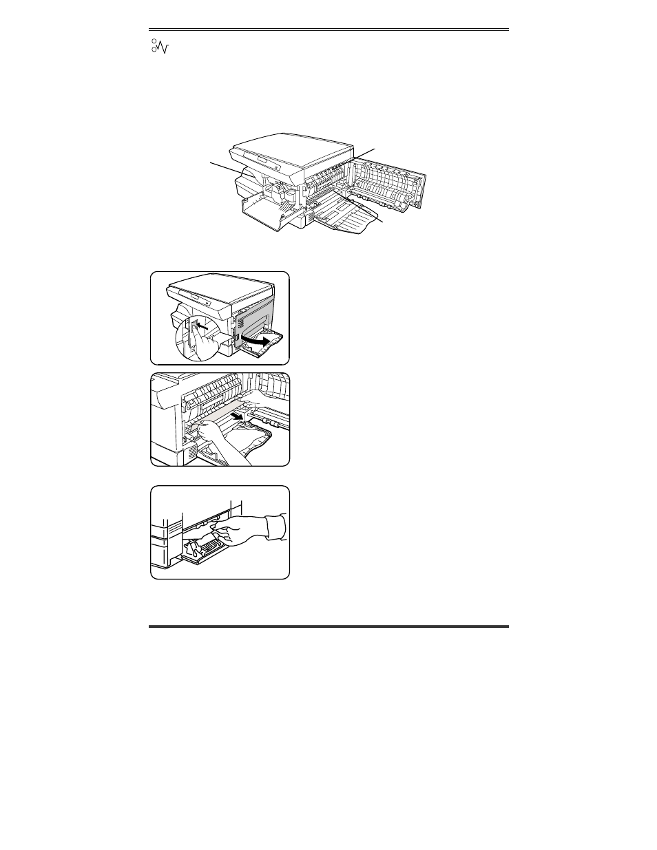 E2 clearing the paper path | Xerox WorkCentre XD103f Digitaler Kopierer - Laserdrucker-10252 User Manual | Page 44 / 63