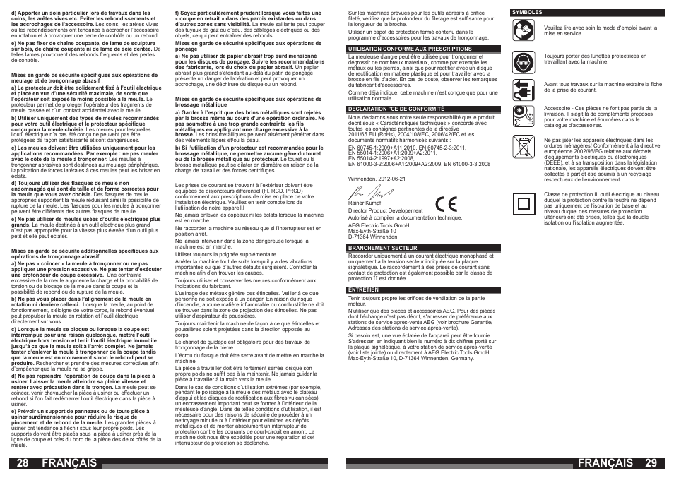 Français | AEG WS 21-230 E User Manual | Page 15 / 67