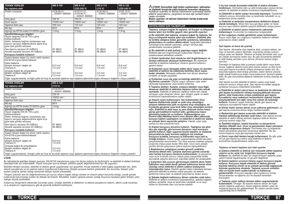 66 67 türkçe türkçe | AEG WS 21-230 E User Manual | Page 34 / 67