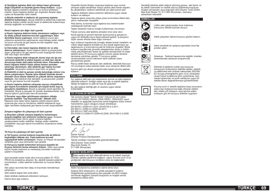 Türkçe | AEG WS 21-230 E User Manual | Page 35 / 67