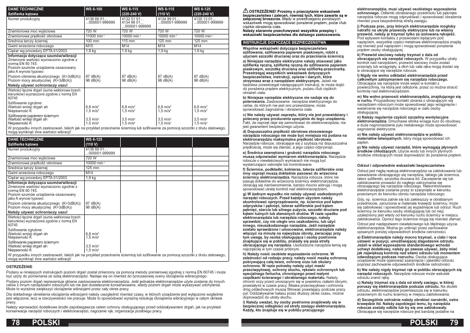 78 79 polski polski | AEG WS 21-230 E User Manual | Page 40 / 67