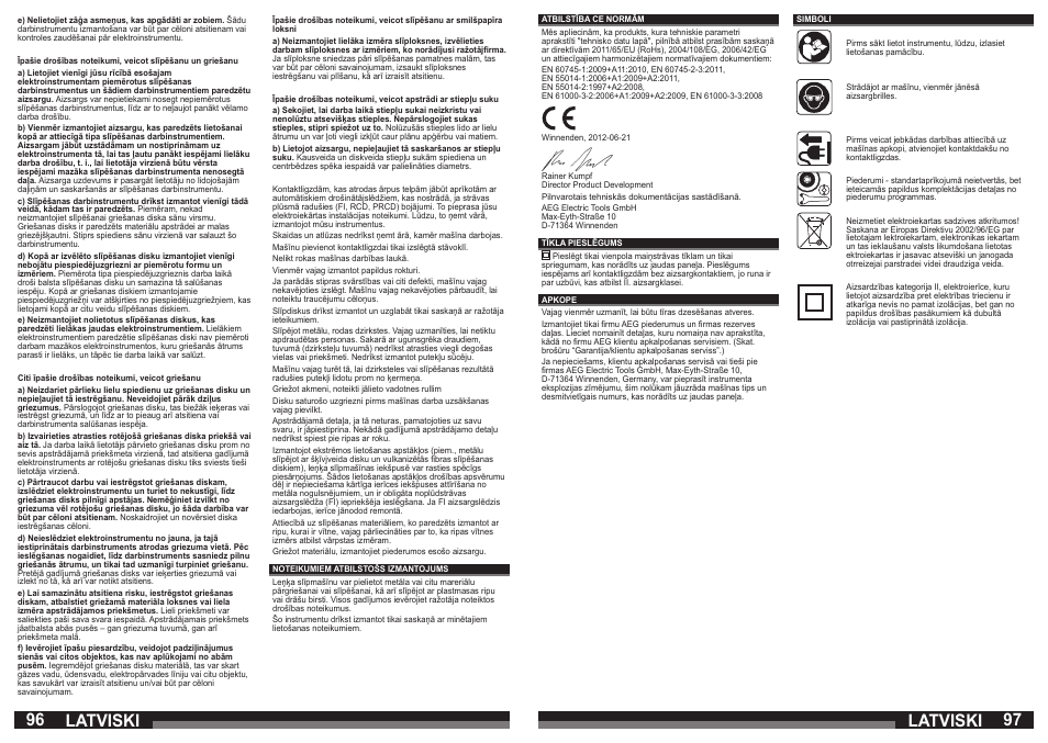 Latviski | AEG WS 21-230 E User Manual | Page 49 / 67