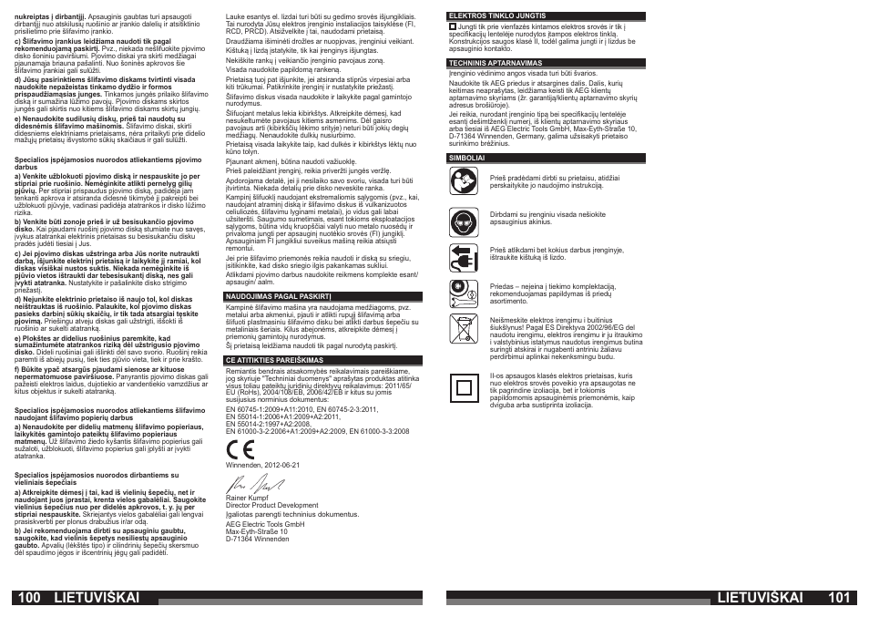Lietuviškai | AEG WS 21-230 E User Manual | Page 51 / 67