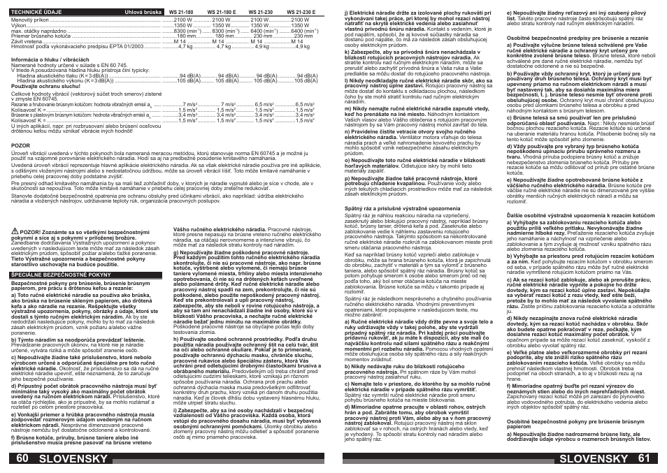 Slovensky | AEG WS 21-180 User Manual | Page 31 / 51