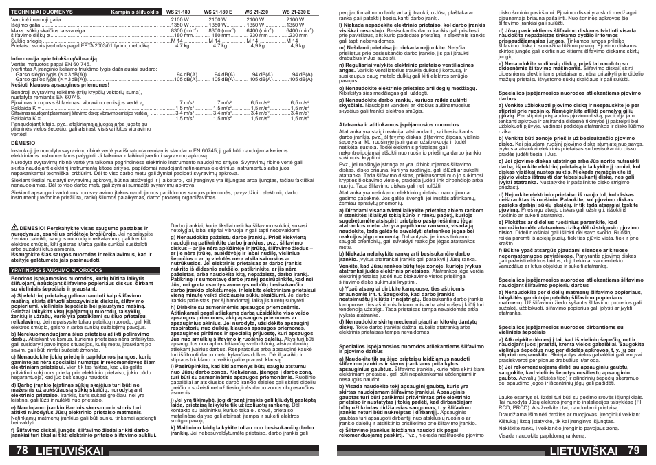 Lietuviškai | AEG WS 21-180 User Manual | Page 40 / 51