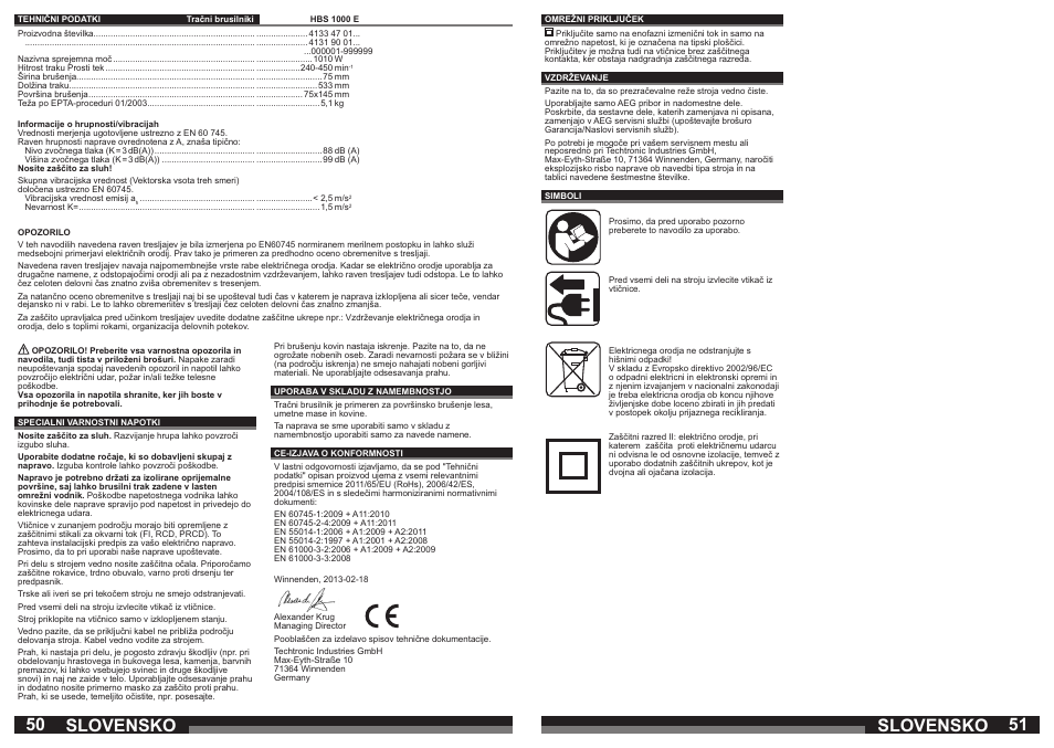 Slovensko | AEG HBS 1000 E User Manual | Page 26 / 37