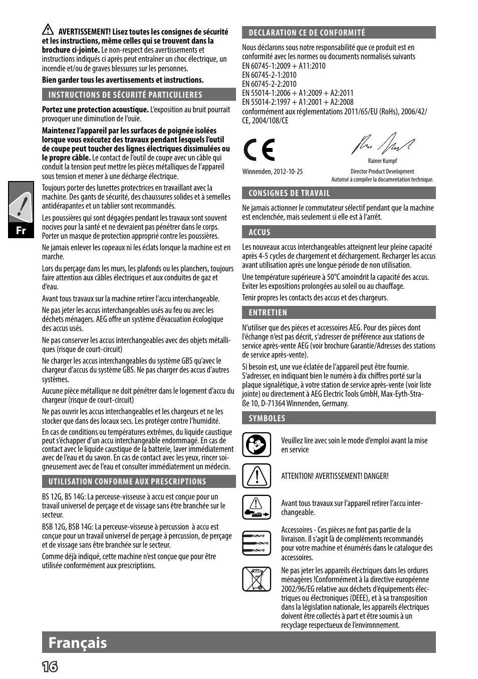Français | AEG BS 14 G User Manual | Page 18 / 69