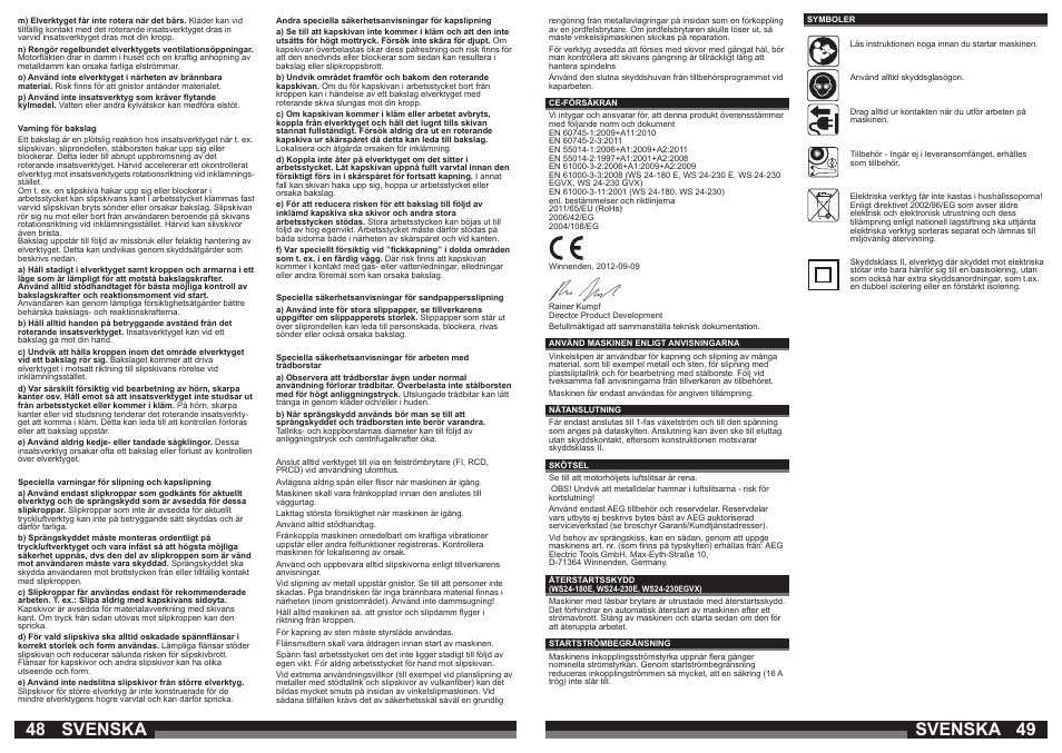 48 49 svenska svenska | AEG WS 24-180 User Manual | Page 25 / 33