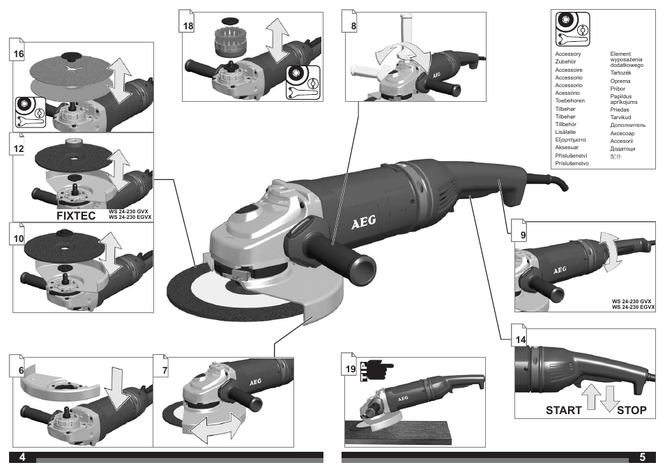 Start stop fixtec | AEG WS 24-180 User Manual | Page 3 / 33