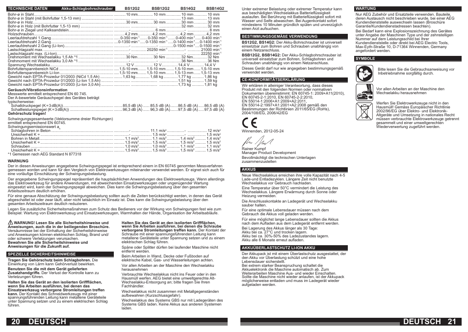 Deutsch | AEG BSB 14 G User Manual | Page 11 / 37