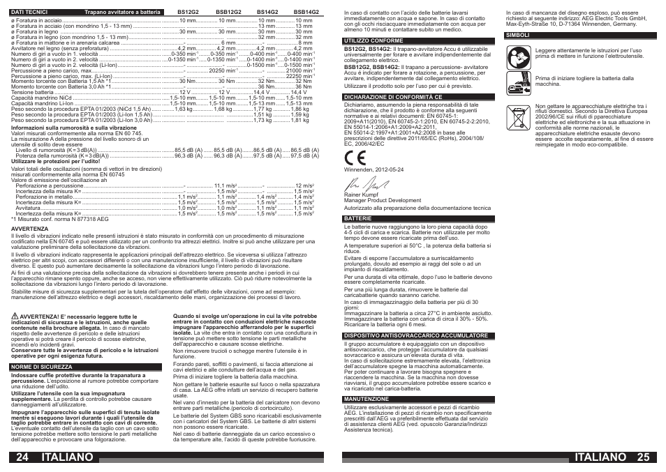 Italiano | AEG BSB 14 G User Manual | Page 13 / 37