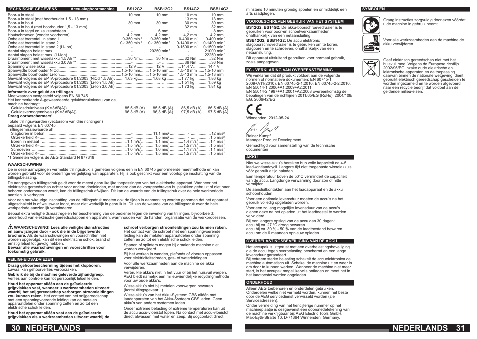 Nederlands | AEG BSB 14 G User Manual | Page 16 / 37