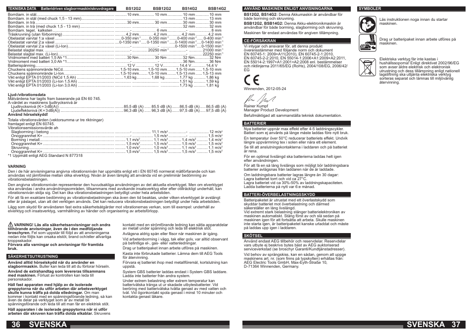 Svenska | AEG BSB 14 G User Manual | Page 19 / 37