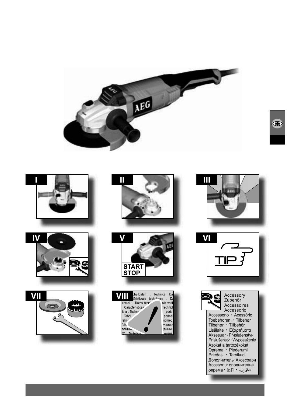 Viii i ii iii iv v, Vi vii | AEG WS 24-180 User Manual | Page 3 / 126