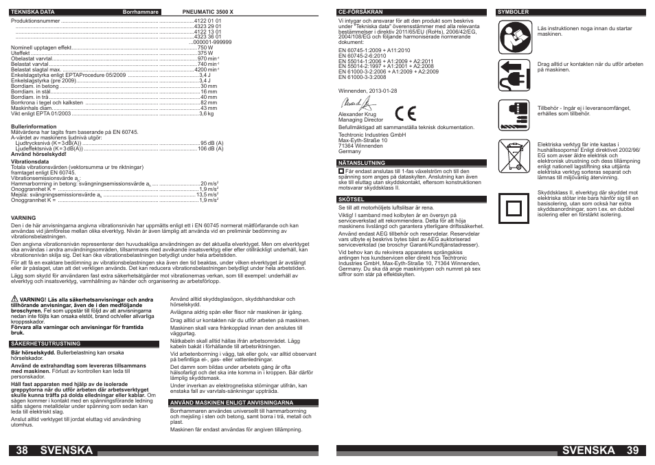 Svenska | AEG PN 3500 User Manual | Page 20 / 40