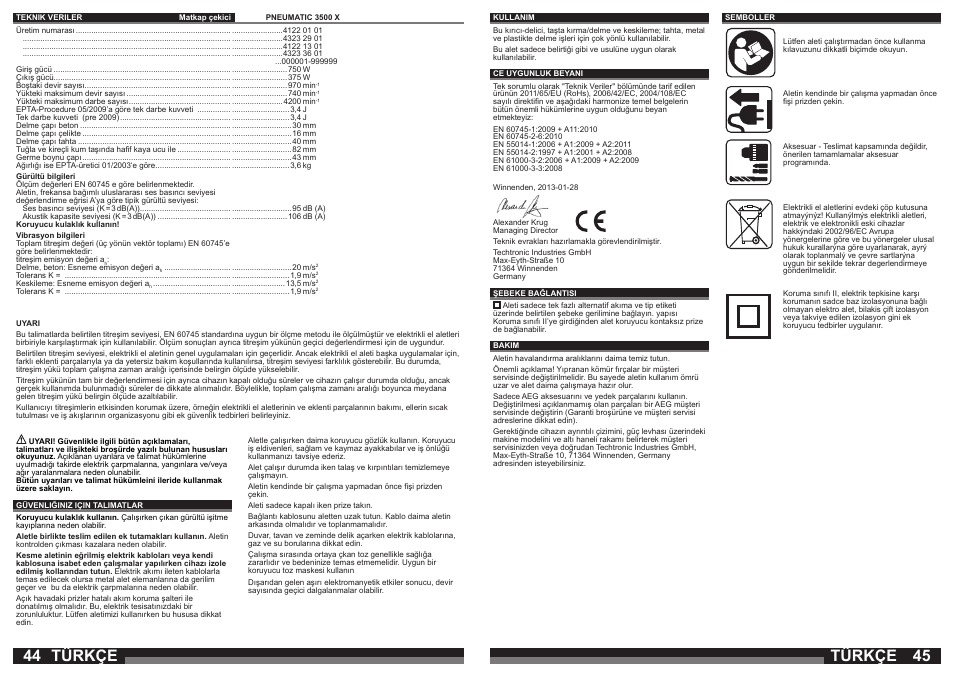 Türkçe | AEG PN 3500 User Manual | Page 23 / 40