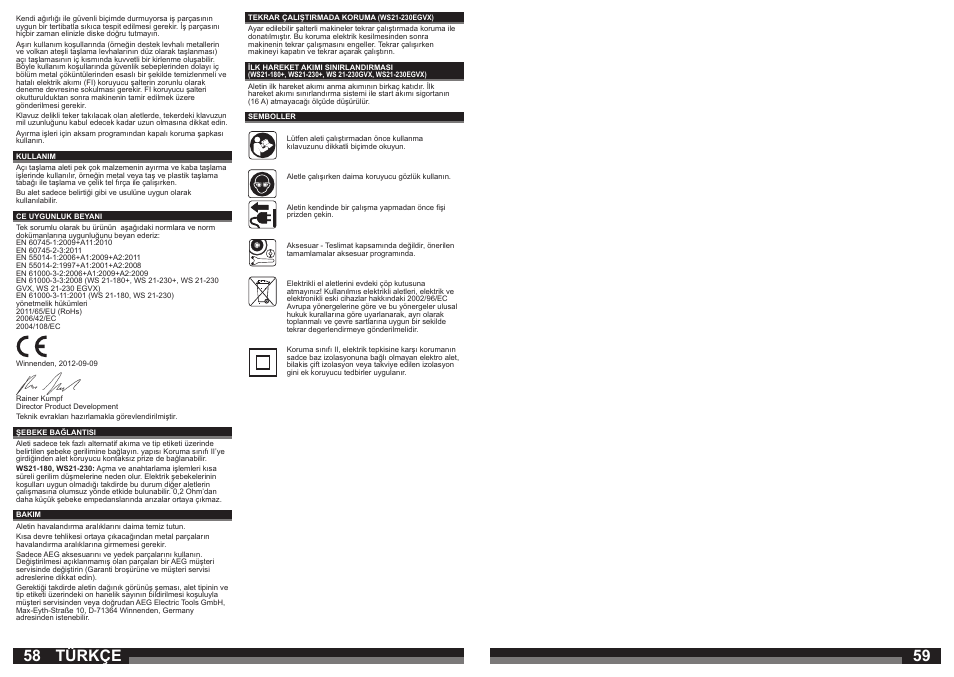 59 58 türkçe | AEG WS 21-230 User Manual | Page 30 / 31
