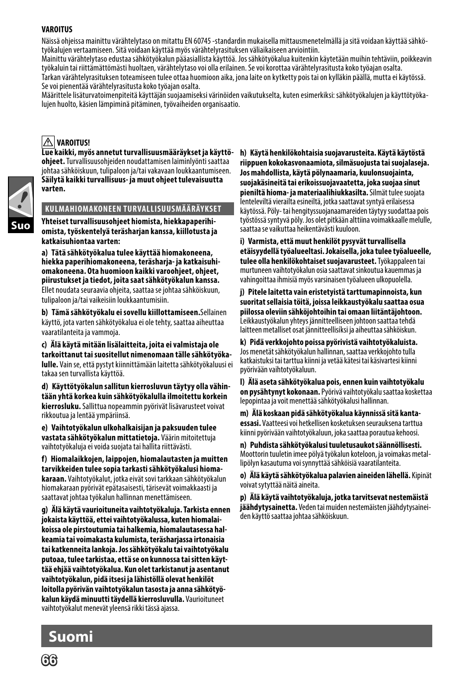 Deutsch, Suomi | AEG WS 24-230 User Manual | Page 68 / 154