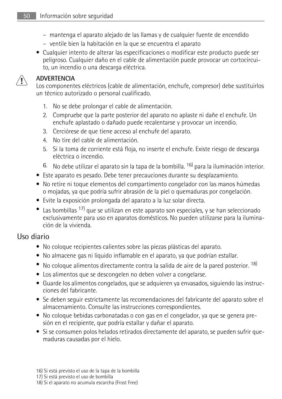 Uso diario | AEG AGN71200F0 User Manual | Page 50 / 76