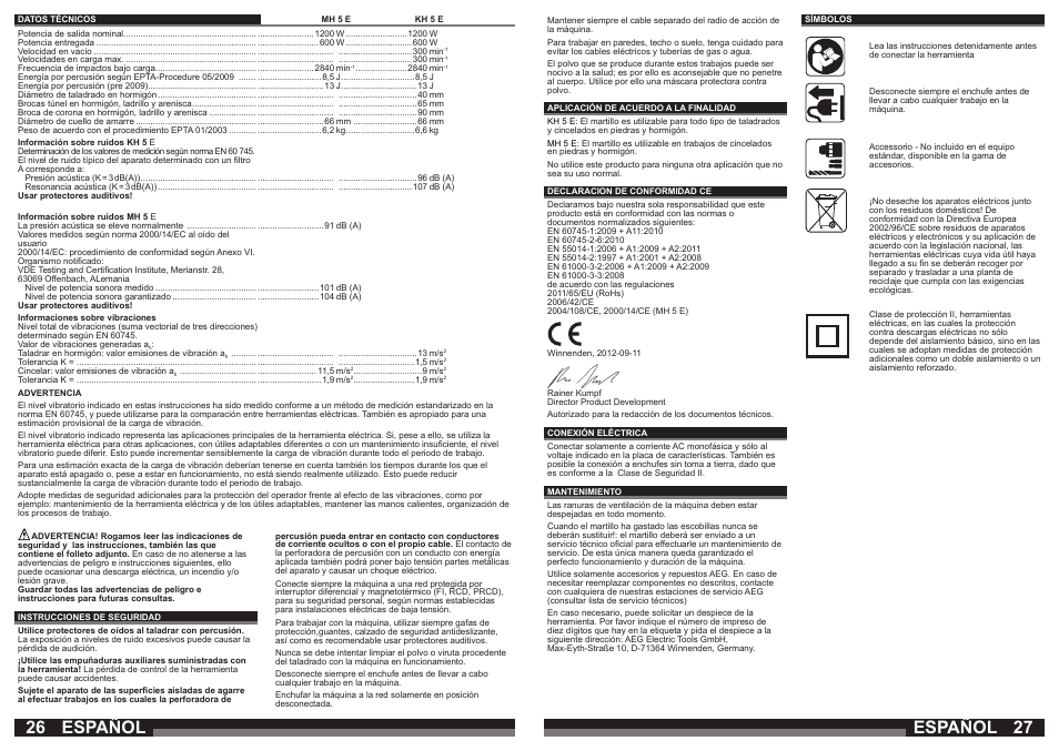 Español | AEG KH 5 E User Manual | Page 14 / 39