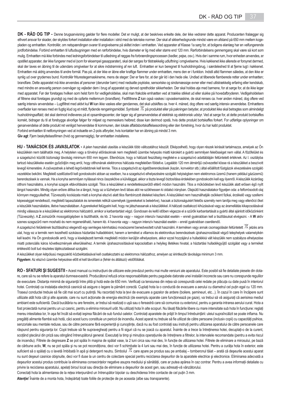 Dk - råd og tip | AEG X68163BV10 User Manual | Page 37 / 48