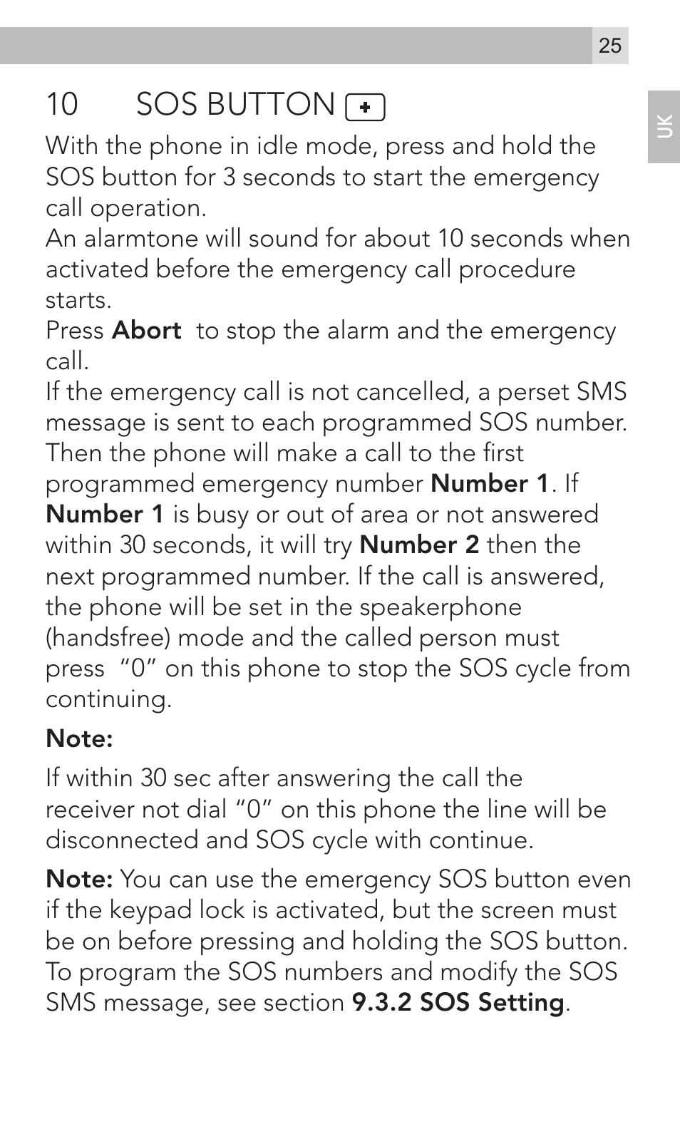 10 sos button | AEG Voxtel M800 User Manual | Page 25 / 48