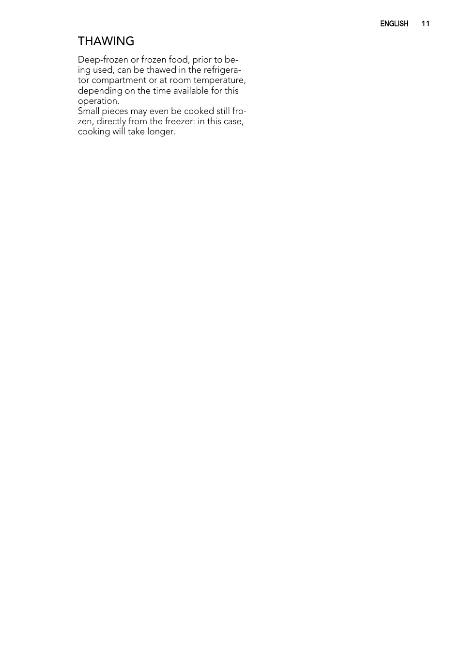Thawing | AEG S63300KDW0 User Manual | Page 11 / 24