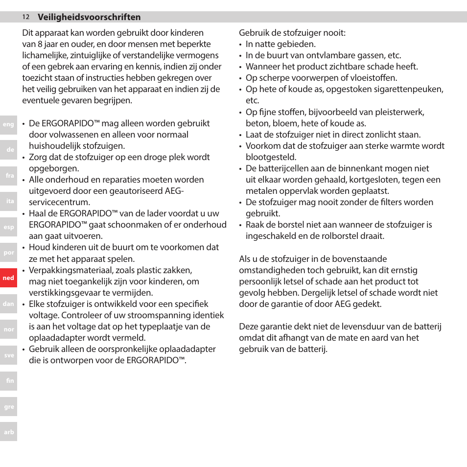 AEG AG3011 User Manual | Page 12 / 48