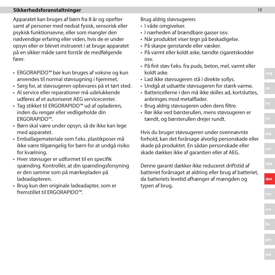 AEG AG3011 User Manual | Page 13 / 48