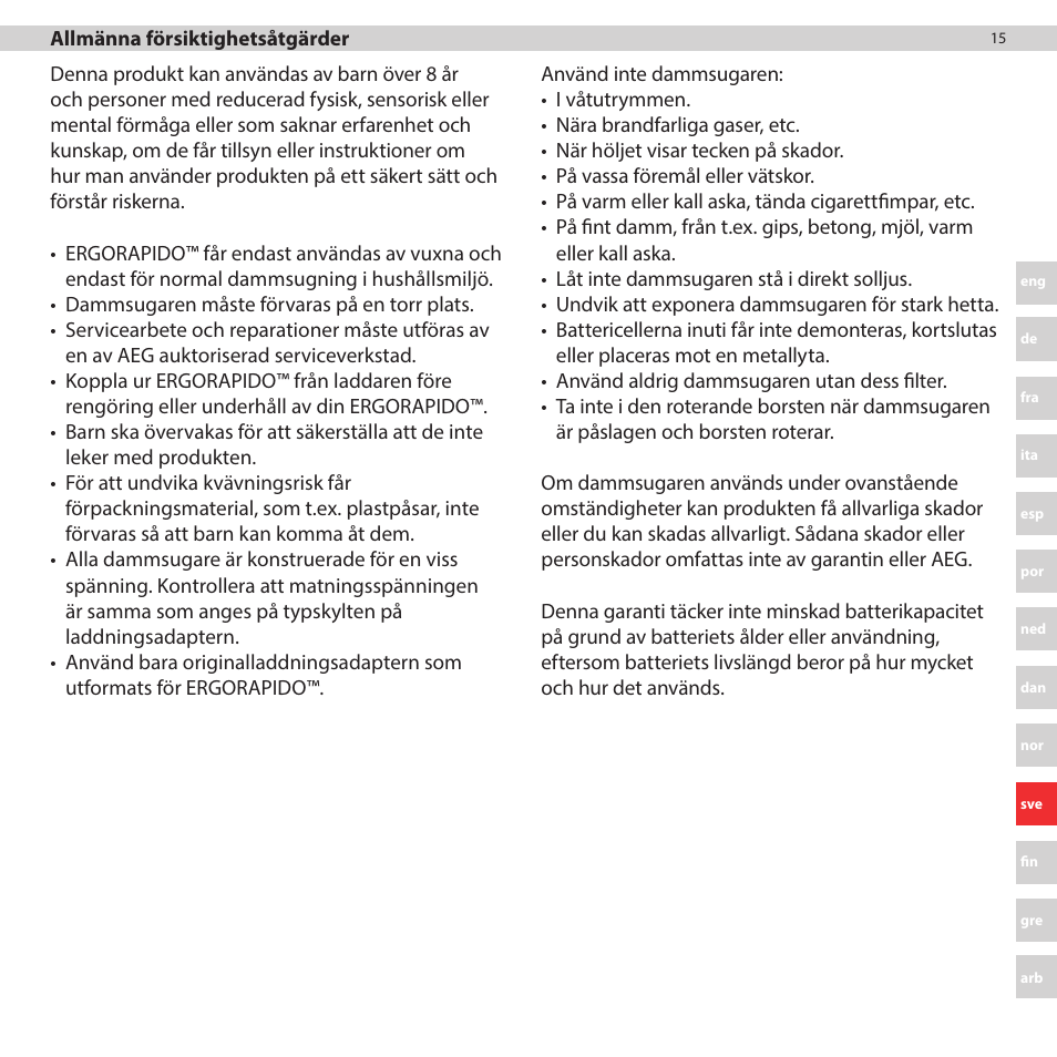 AEG AG3011 User Manual | Page 15 / 48